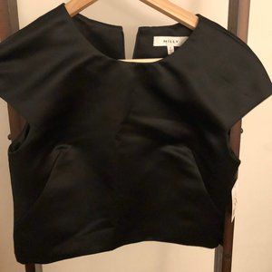 BRAND NEW Black Milly Satin Crop Top - Size 2